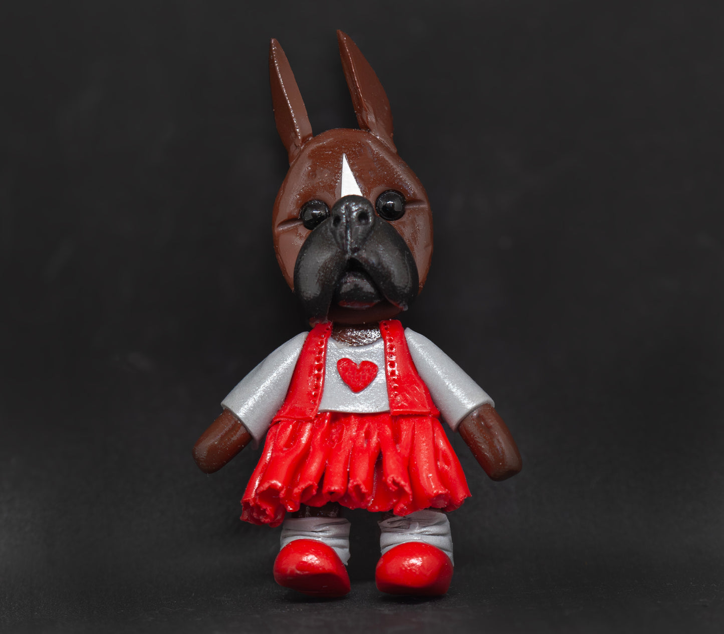 Boxer Pretty Girl Red Gray Brooch