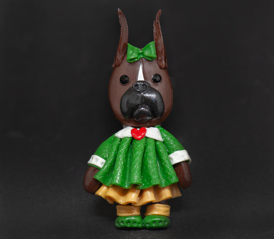 Boxer Pretty Girl Green Camel Brooch