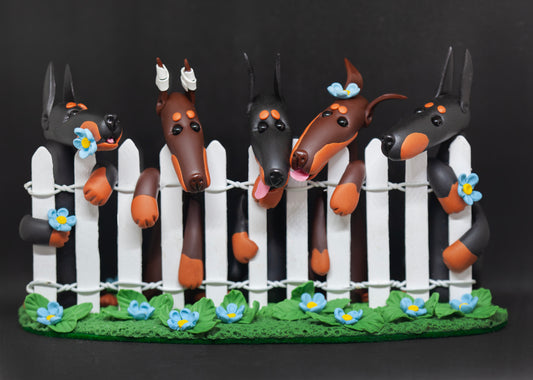 Doberman Family Figurine