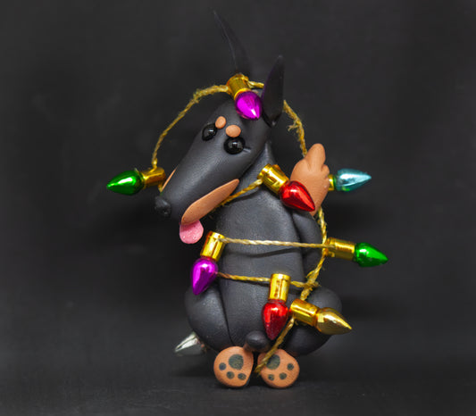 Doberman Garland Lights Ornament